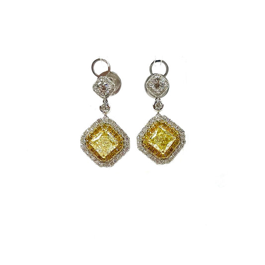 Canary Bloom - Natural Yellow Diamond Earrings