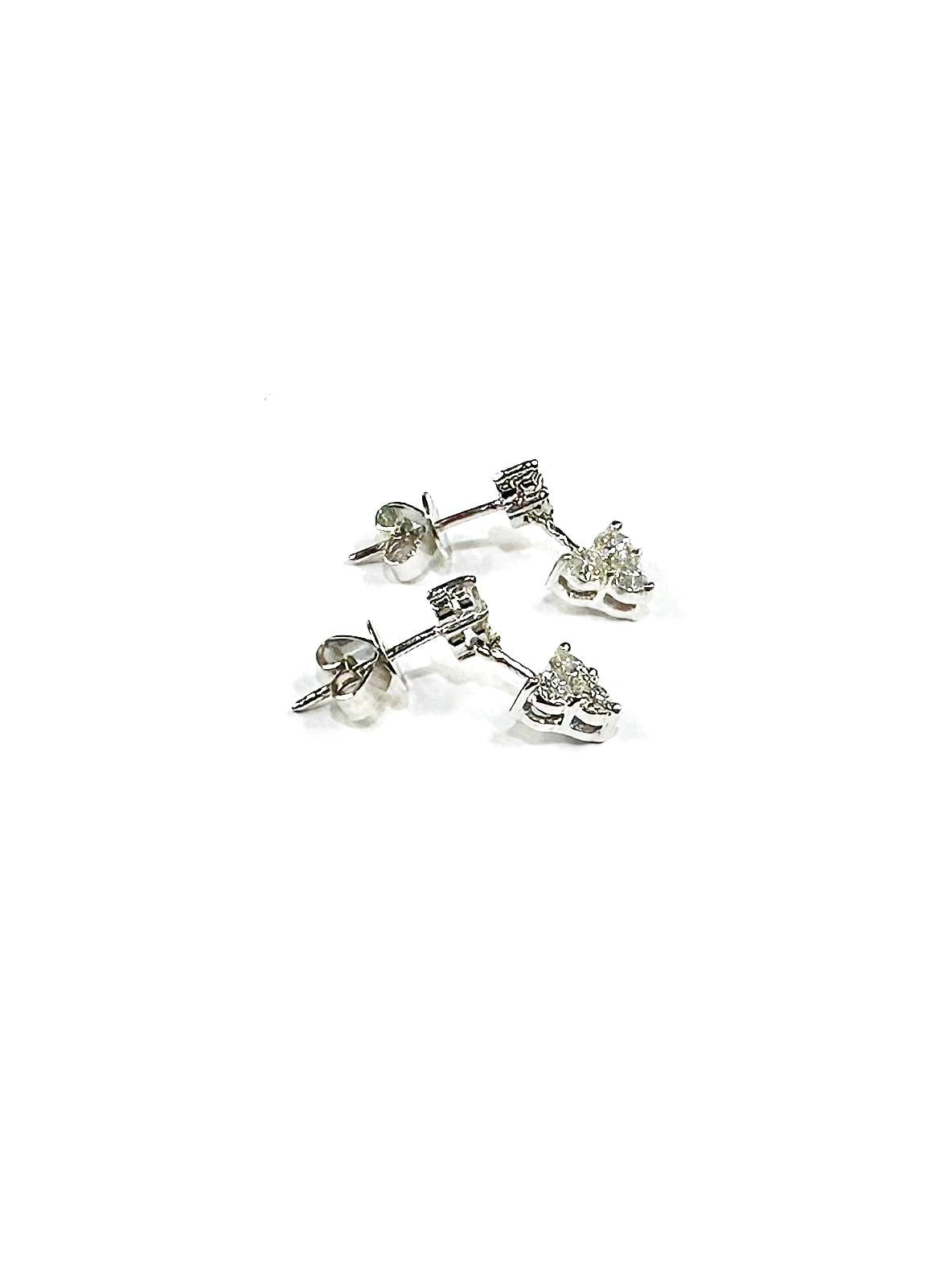 Dangling Heart-shaped Diamond Earrings