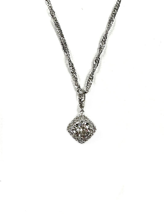 Cushion Halo Diamond Pendant
