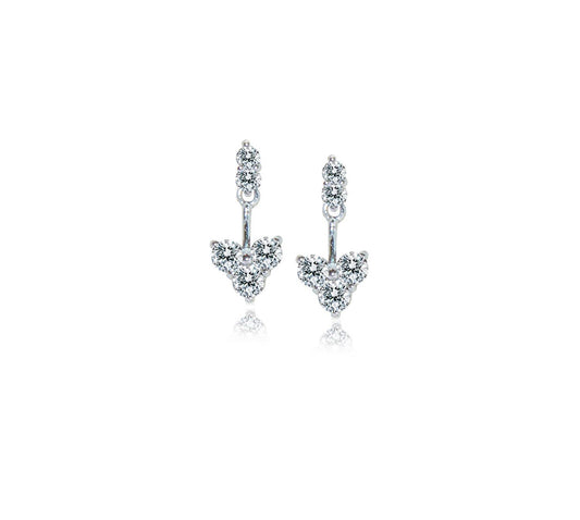 Dangling Heart-shaped Diamond Earrings