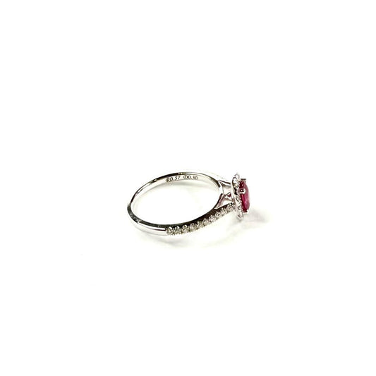 Oval Ruby Halo Diamond Ring